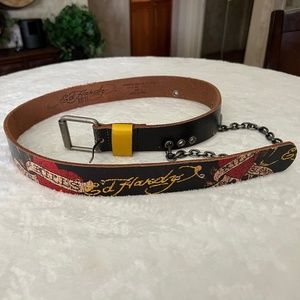 Men's Ed Hardy Love Kills Slowly Leather Belt Large